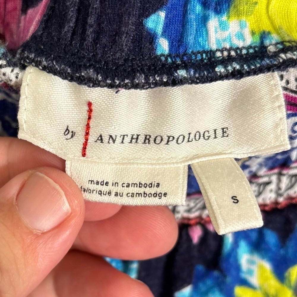 Anthropologie Zadie Sleep Pants Floral Wide Leg Navy Pink High Rise Stretch S - Picture 3 of 16